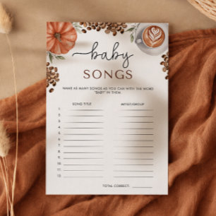Kürbis-Gewürz-Kaffee-Baby-Shower-Babysongs-Spiel Einladung