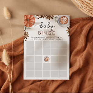Kürbis-Gewürz-Kaffee-Baby-Shower-Bingo-Spiel Einladung