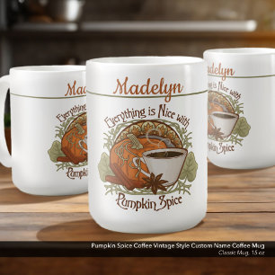 Kürbis-Gewürz-Kaffee im Vintage-Stil mit individue Kaffeetasse