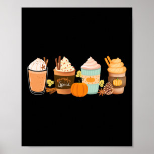 Kürbis-Gewürz-Latte-Getränke Herbst-Kaffee-Lattes Poster