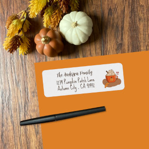 Kürbis-Gewürz-Latte-Herbst-Rücksende-Adressetikett
