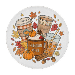 Kürbis-Gewürz-Latte Herbst-Saison Schneidebrett
