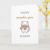 Kürbis-Gewürz latte niedliche Katzenkätzchen Ernte Karte (Gelbe Blume)