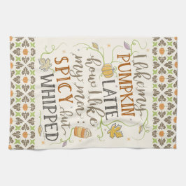 Kürbis-Gewürz lustiger Latte Witz für Geschirrtuch