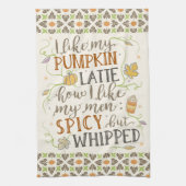 Kürbis-Gewürz lustiger Latte Witz für Geschirrtuch (Vertikal)