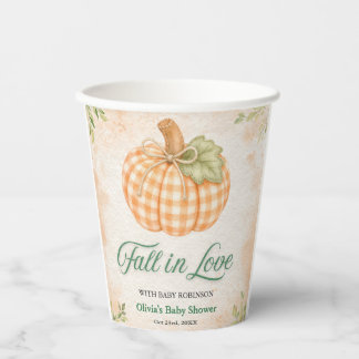 Kürbis-Gingham-Fall-in-Love-Baby-Party Pappbecher