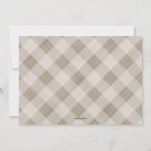 Kürbis Gingham neutrale Farben beige Dusche Einladung (Rückseite)