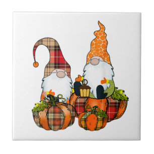Kürbis-Gnome Herbst Kürbis Süß Halloween Fliese