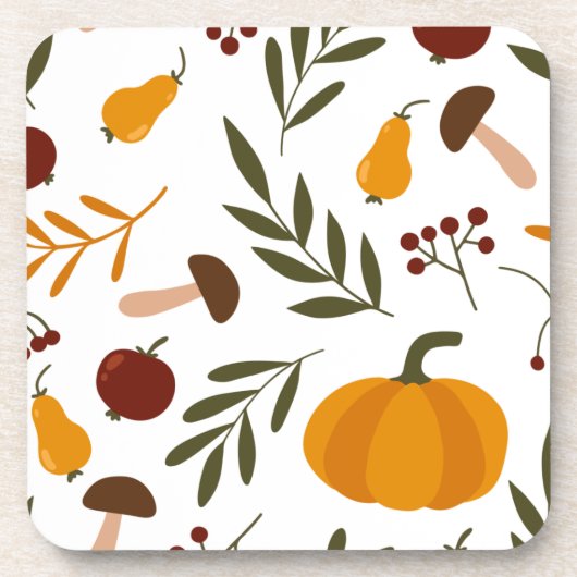 Kürbis, Granatäpfel und Birnen Getränkeuntersetzer (Vorderseite)