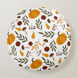 Kürbis, Granatäpfel und Birnen Rundes Kissen
