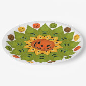 Kürbis-Halloween-Blume mit Jack-O-Lantern Pappteller (Schrägansicht)