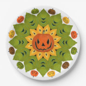 Kürbis-Halloween-Blume mit Jack-O-Lantern Pappteller (Vorderseite)