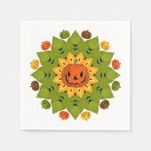 Kürbis-Halloween-Blume mit Jack-O-Lantern Serviette (Vorderseite)
