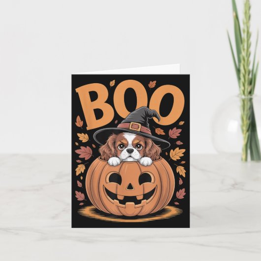 Kürbis Halloween Cavalier King Charles Spaniel Karte (Vorderseite)