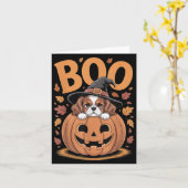 Kürbis Halloween Cavalier King Charles Spaniel Karte (Gelbe Blume)