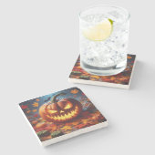 Kürbis/Halloween/Fledermauslöffel Steinuntersetzer (Seitenansicht)