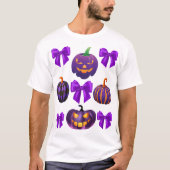 Kürbis Halloween Lila Croquette-Bogen Spaß T-Shirt (Vorderseite)