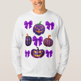 Kürbis Halloween Lila Croquette-Bogen Spaß T-Shirt