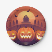 Kürbis Halloween Pappteller – Lustiges Halloween-P (Vorderseite)