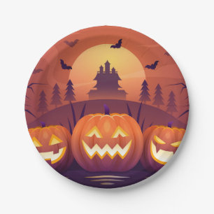 Kürbis Halloween Pappteller – Lustiges Halloween-P