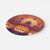 Kürbis Halloween Pappteller – Lustiges Halloween-P (Schrägansicht)