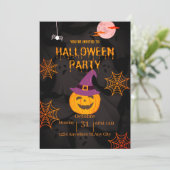 Kürbis Halloween-Party einladen Einladung (Stehend Vorderseite)