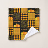 Kürbis-Halloween-Patchwork-Muster Badhandtuch Set (Waschlappen)