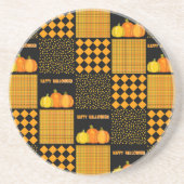 Kürbis-Halloween-Patchwork-Muster Getränkeuntersetzer (Vorne)
