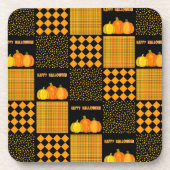Kürbis-Halloween-Patchwork-Muster Getränkeuntersetzer (Vorderseite)