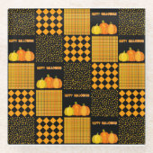 Kürbis-Halloween-Patchwork-Muster Glasuntersetzer (Vorderseite)
