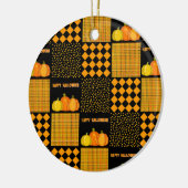 Kürbis-Halloween-Patchwork-Muster Keramik Ornament (Links)