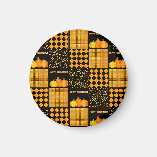 Kürbis-Halloween-Patchwork-Muster Magnet (Vorne)