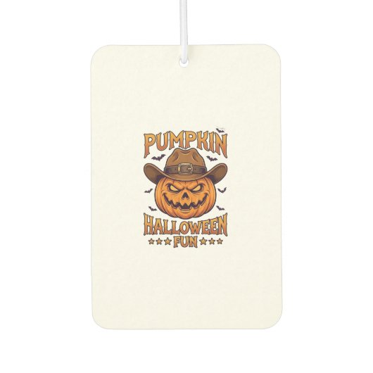 Kürbis Halloween-Spaß Jack Lantern Cowboyhut Flede Autolufterfrischer (Vorderseite)