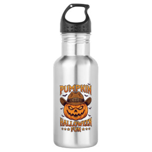 Kürbis Halloween-Spaß Jack Lantern Cowboyhut Flede Edelstahlflasche