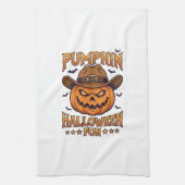 Kürbis Halloween-Spaß Jack Lantern Cowboyhut Flede Geschirrtuch (Vertikal)