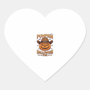 Kürbis Halloween-Spaß Jack Lantern Cowboyhut Flede Herz-Aufkleber