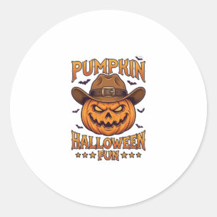 Kürbis Halloween-Spaß Jack Lantern Cowboyhut Flede Runder Aufkleber