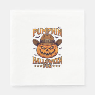 Kürbis Halloween-Spaß Jack Lantern Cowboyhut Flede Serviette