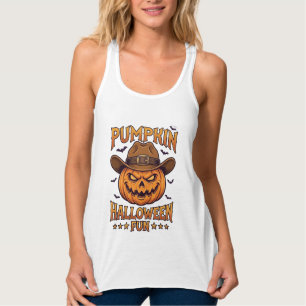 Kürbis Halloween-Spaß Jack Lantern Cowboyhut Flede Tank Top
