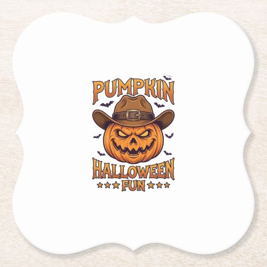 Kürbis Halloween-Spaß Jack Lantern Cowboyhut Flede Untersetzer (Vorderseite)