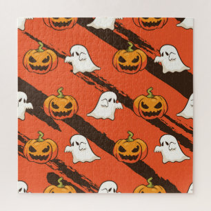 Kürbis-Halloween-Thema, nahtloses Muster. Puzzle