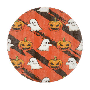 Kürbis-Halloween-Thema, nahtloses Muster. Schneidebrett