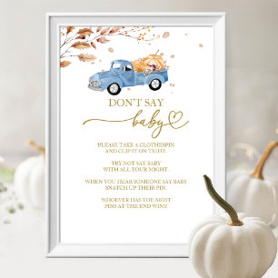 Kürbis-Herbst-Baby-Party - Spiel-Schild "Sag nicht Poster