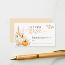 Kürbis-Herbst-Baby-Shower-Windel-Raffle-Tickets