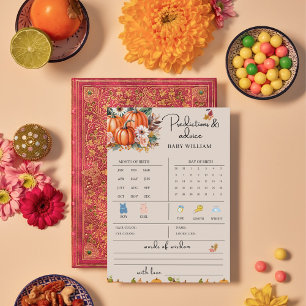 Kürbis Herbst Baby Vorhersagen Spielkarten mit Rat Einladung