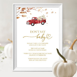 Kürbis Herbst Babyparty Sag Nicht Baby Spiel Schil Poster