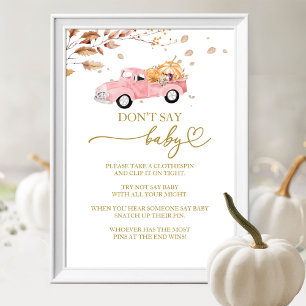 Kürbis Herbst Babyshower Sag Nicht Baby Spiel Schi Poster