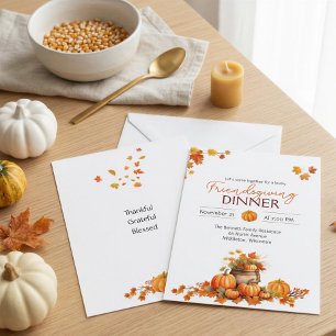 Kürbis Herbst Blätter Cottagecore Boho Erntedankfe Einladung