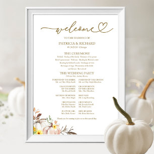 Kürbis-Herbst-Hochzeitsablauf-Schild Poster