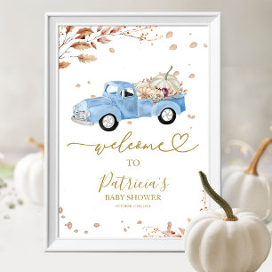 Kürbis Herbst Junge Babyparty Willkommensschild Poster